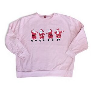 Christmas Santa Crewneck Sweatshirt Pink "Dab Dance Moves" Sz XL